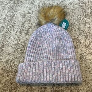 Anthropologie Lavender Knit-blend Women’s PomPom Beanie Hat O/S. (New)